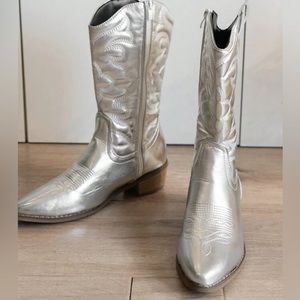 Silver Cowboy Boots Size 9